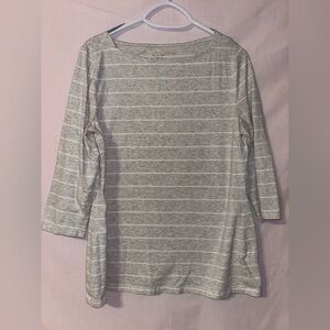 Elegant Gray Striped Long Sleeve Top